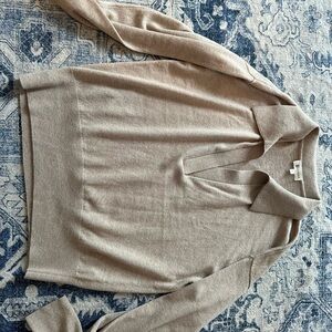 New lilysilk tan cashmere polo shirt